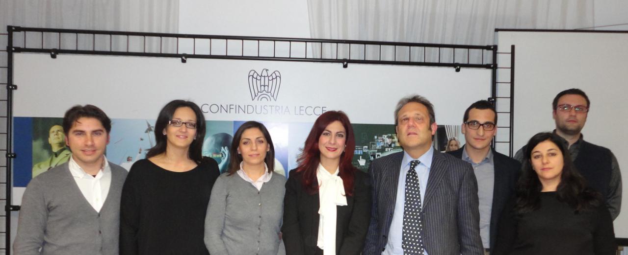 Da sinistra: Alessio Tundo, Federica Scorza, Rosalba Palazzo, Viola Margiotta, Piernicola Leone De Castris, Alessio Nisi, Giorgio Giangreco e Gabriella Morelli